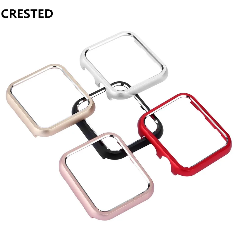

CRESTED Case cover For Apple Watch 4 band 44mm 40mm iwatch series 4 metal frame PC protective Case screen protector shell