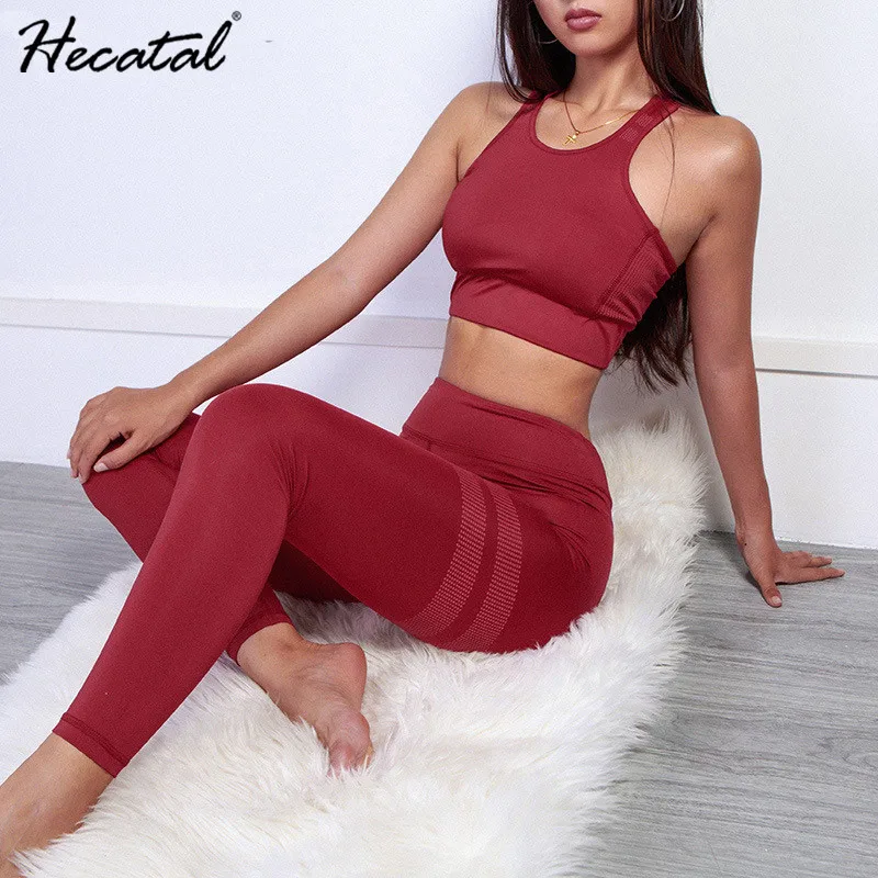 

Women Sport Suit Gym Yoga Sets 2 Pieces Women Sportwear Yoga Tops & Leggings Fitness Sportwear Workout Set Fitness Yoga Wear
