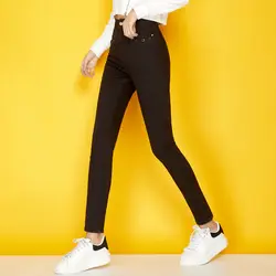 LEIJIJEANS 2018 новые зимние утепленные черные джинсы ушко выдалбливают деним плюс размер L повседневные узкие джинсы для женщин 7380R