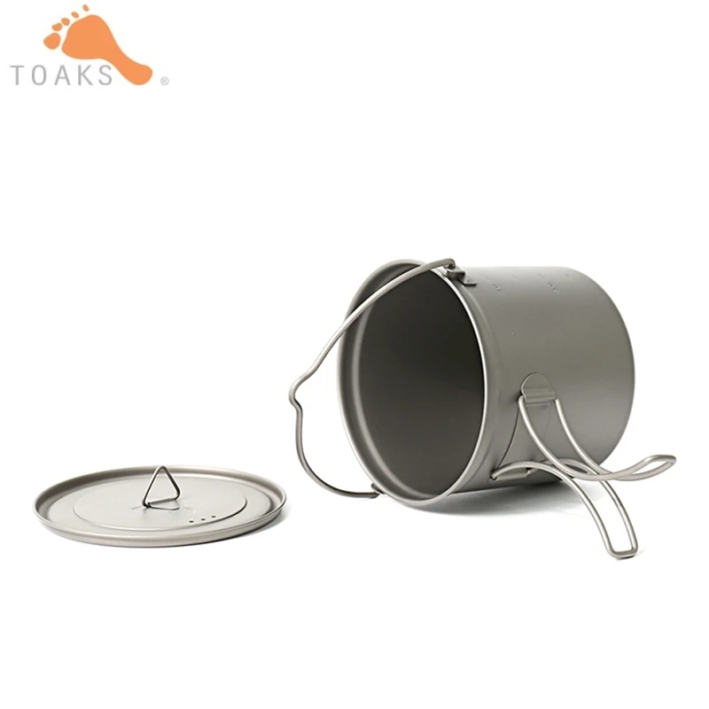 TOAKS al aire libre de titanio de utensilios de cocina olla con viajes bolsa de malla de fogata de cocina colgar olla para Camping Picnic POT-1100-BH 1100 ml