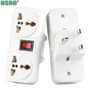 White copper 250v 6A 10A 125V EU UK Universal wall socket Portable 2way outlet extend converter plug adaptor with on off switch ► Photo 2/6