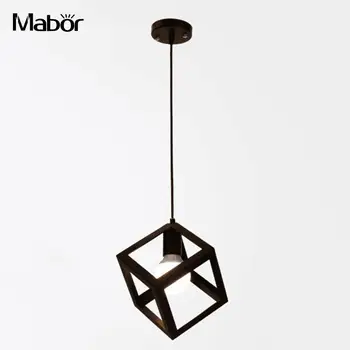 

E27 Bulb Cage Guard Ceiling Square Lamp Shade For Home Light Fitting Bar Vintage Cage Pendant Light Hanging Lamp Iron Art Cage