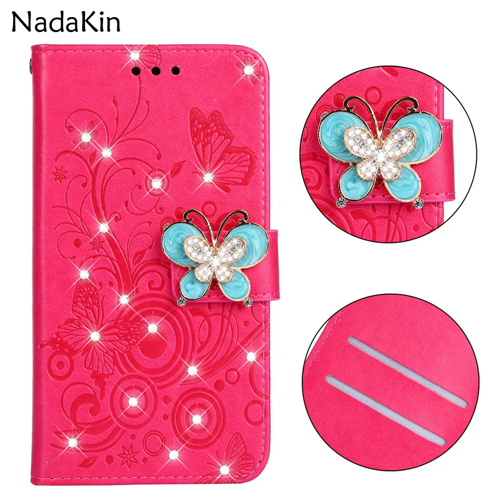 

Luxury Bling Diamond Book Case for Huawei P8 P9 P10 P20 Nova 3 3i Mate 20 Lite 2017 Flip Shell for Honor 8 9 10 Rhinestone