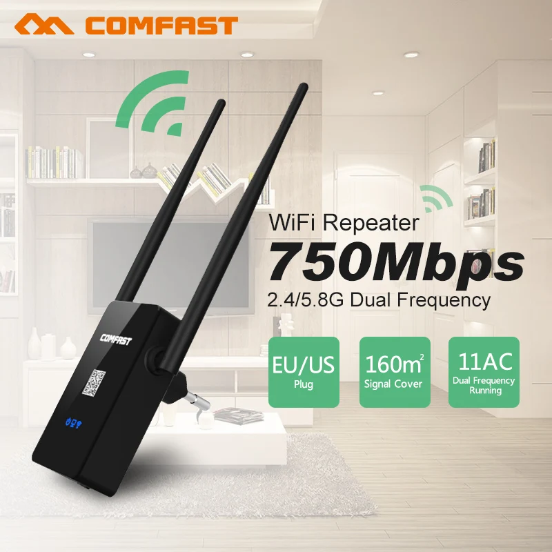 Comfast Dual Band 750Mbps mi Wifi Repeaters Extender 802.11 AC Wireless Router 2.4+5.GHz WR750AC Wi fi Signal Roteador Amplifier