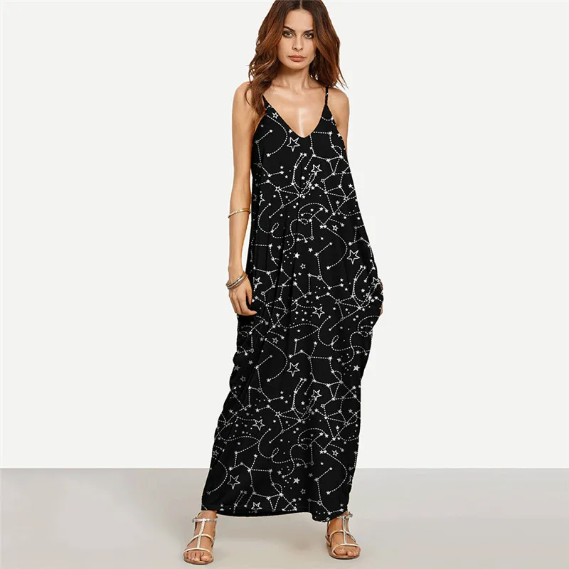 Summer Strap Dress Beach Wear Strap Deep V Neck Sleeveless Dresses Plus