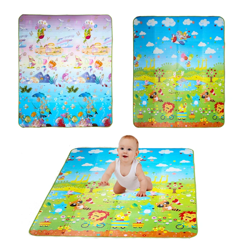 

180x 150cm Baby Play Mat Cartoon Letters Fruit Style Crawling Mat Baby Double Surface Soft Rug Floor Pad Education Carpet Toys