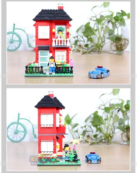 

2015 New Creative RED WESTERN STYLE HOUSE Villa Series Building Blocks Brick Model Figure Christmas Gift DIY Child toy
