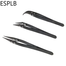 Прецизионные Черные Керамические пинцеты из нержавеющей стали с заостренным прямым наконечником Термостойкие антистатические керамические пинцеты