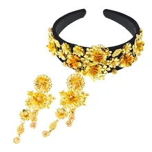 Jeweled Head Band Baroque Headband Wide Diamante Bridal Headband Embellished Hair Accessories for Women Lace Flower Crown Gold Jeweled Head Band Baroque Headband Wide Diamante Bridal Headband Embellished Hair Accessories for Women Lace Flower Crown Gold