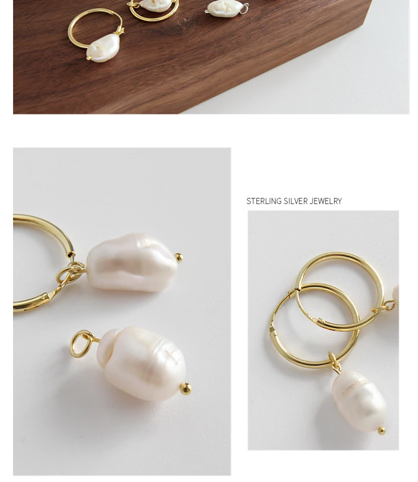925 Sterling Silver Round Loop With Natural Waterdrop Baroque Pearl Drop Hoop Earrings For Women Fashion Party Jewelry Brincos (5)