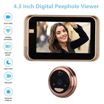 

4.3Inch Peephole WiFi HD720P Doorbell With Camera Intercom APP Remote Control For IOS Andriod PIR Motion Detect Alarm Video Eyes