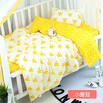 

Baby Small Crown Bedding Set Cartoon 3 Piece Set Quilted Pillowcase Sheets Baby Bed Set Suitable For Boys and Girls mini pattern