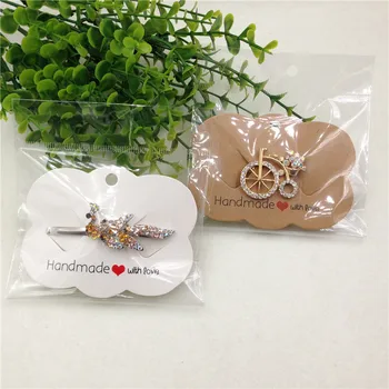 

50Pcs/Lot Popular Handmade Kraft Paper Hair Clip Hairpin Card Jewelry Hair Accessory Paper Card Accept Custom+50Pcs Opp Bags
