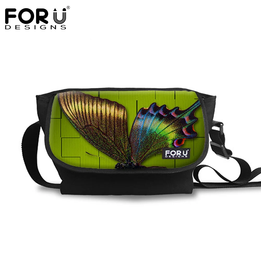 

FORUDESIGNS New Fashion Women Messenger Bags Student 3D Animal Butterfly Prints Large Shoulder Bags For School Teenagers Satchel