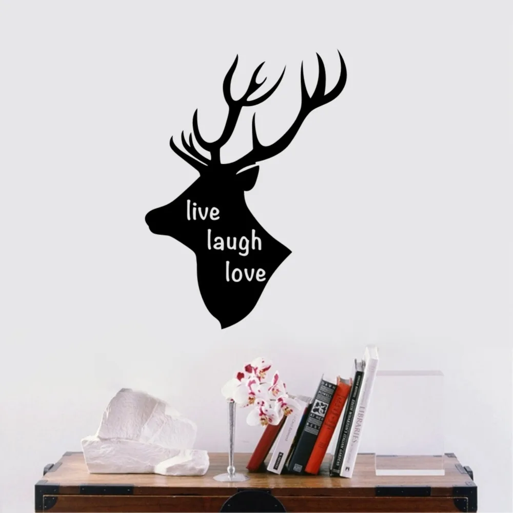Kartun Hidup Laugh Love Wall Sticker Hewan Kepala Rusa Dinding