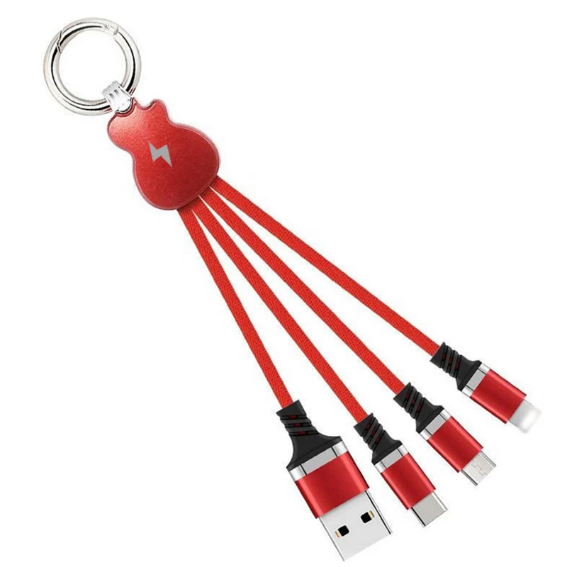 

Cute Guitar Multi 3 In 1 Usb Cable Guitar Design Keychain Data Sync Line For Samsung Iphone Android