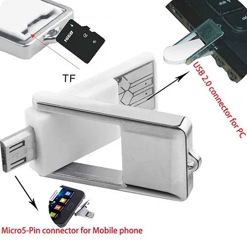 Мини 2 в 1 Micro USB 2.0 OTG адаптер+ Micro SD Card Reader для Samsung PC