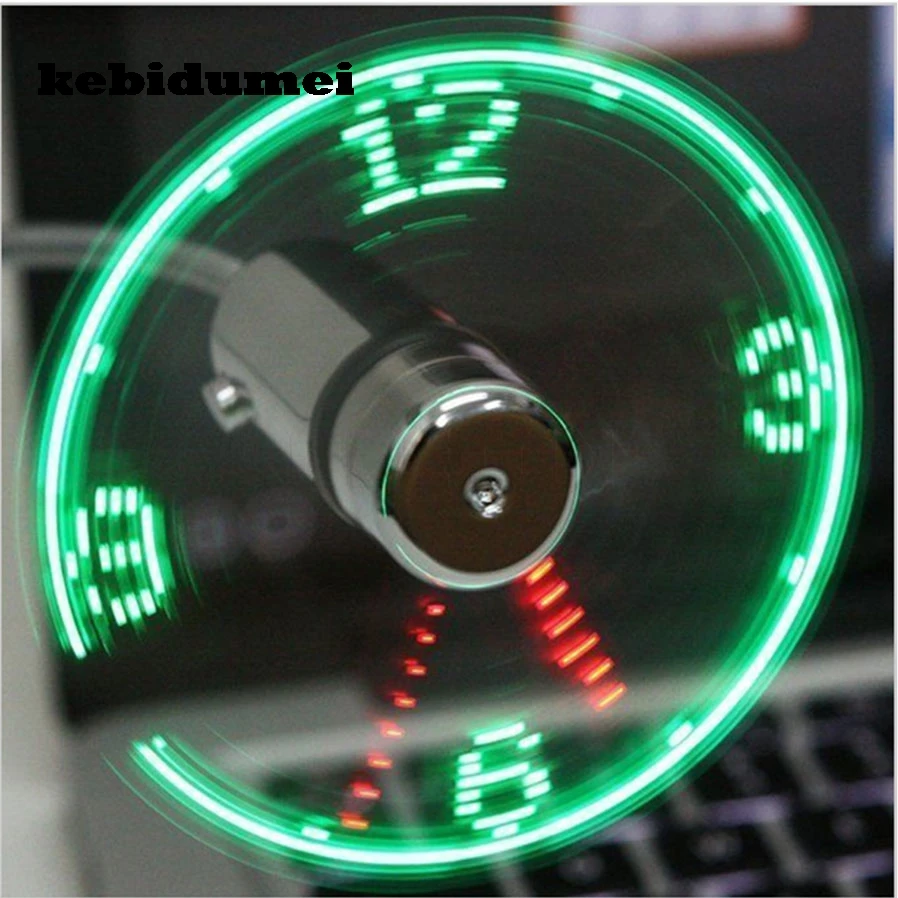 LED Light USB Fan Time Clock LED Fan USB Gadget Durable Adjustable Mini