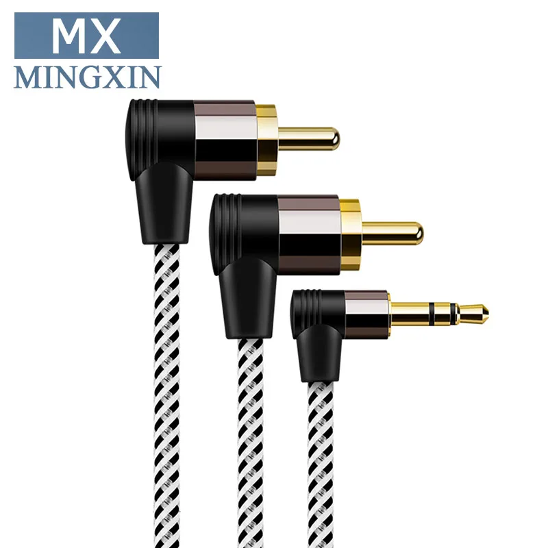 3 5 мм до RCA мужской УГОЛ 2RCA 6 Мужской вспомогательный стерео аудио Y позолоченный