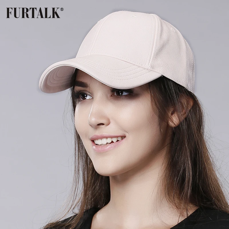 Furtalk Кожаная Кепка Бейсболка Шапки Женские Головные уборы Весна и Осень