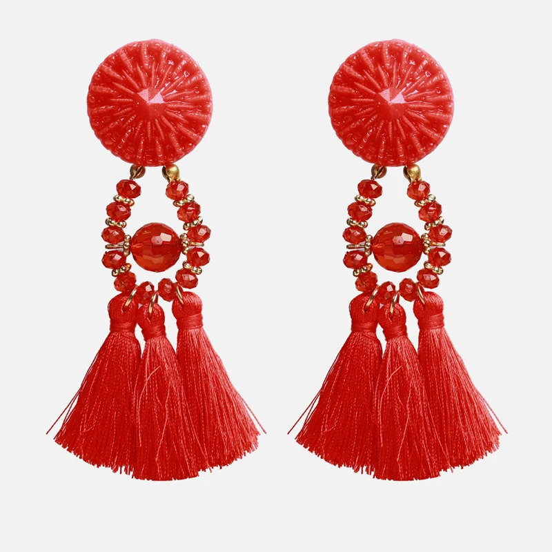 HTB1xSWXPYvpK1RjSZFqq6AXUVXaw - Ztech Red Pendant Za Earrings 2019 Handmade Resin Flower Crystal Beads Statement Bridal Earring Party Dangle Drop Earrings Gift