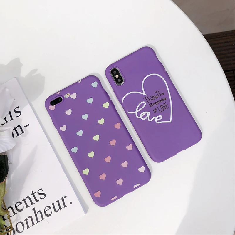 Lovebay фиолетовый чехол для телефона для Iphone XS Max XR X 7 6 6S 8 Plus Love Heart shape Lucky с принтом мягкий чехол-накладка