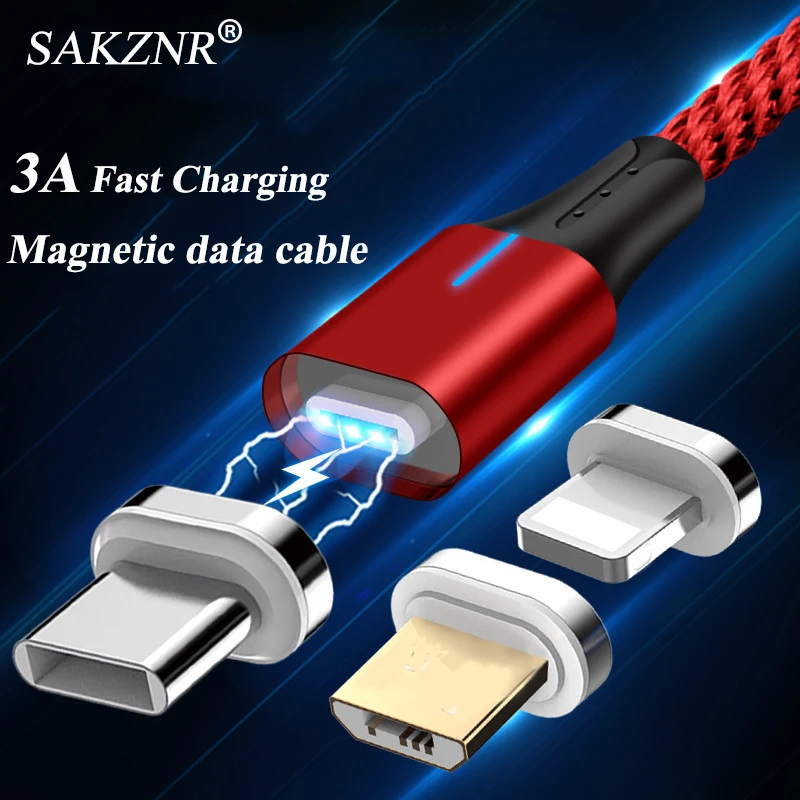 

3A Magnetic Cable Micro USB Type C Fast Charging Cable Phone Microusb Type-C Magnet Charger For iPhone XR XS MAX X 8 7 6 Cables