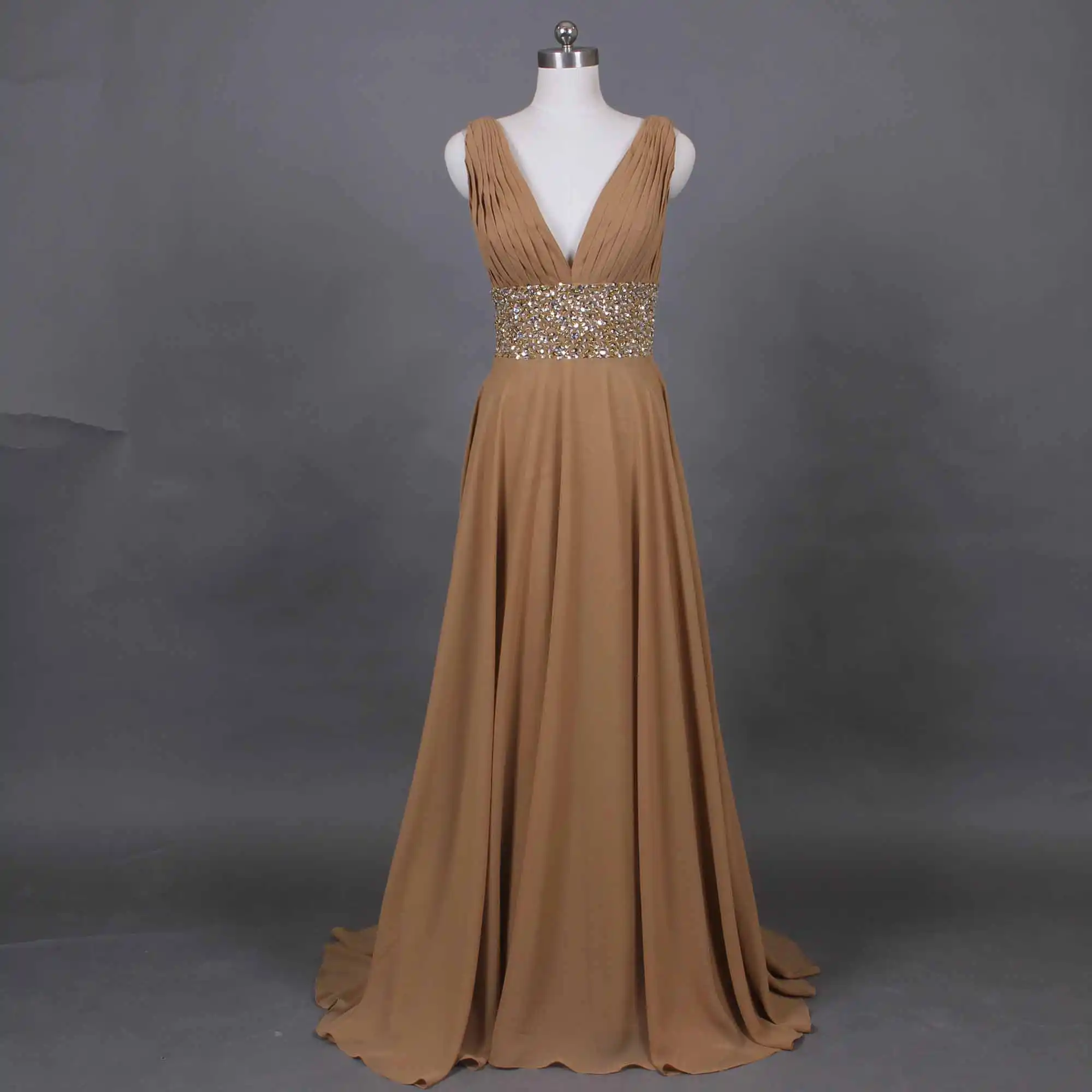 khaki chiffon dress