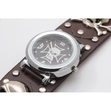 De alta qualidade da moda Cruz Scorpion Crânio Avant-garde relógios relógios de quartzo de couro relógio relógio das mulheres dos homens da menina do menino festa quarto