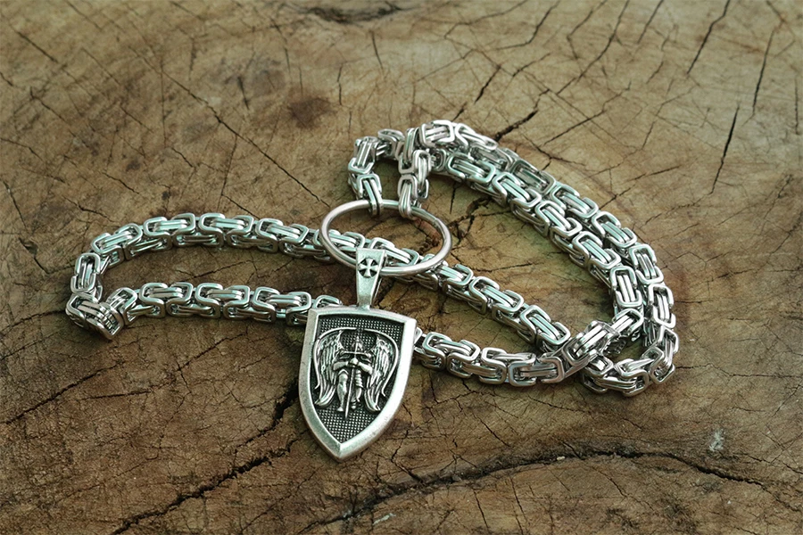 Мужское ожерелье Archangel St.Michael Protect Me Saint Shield подвеска с цепочкой из нержавеющей