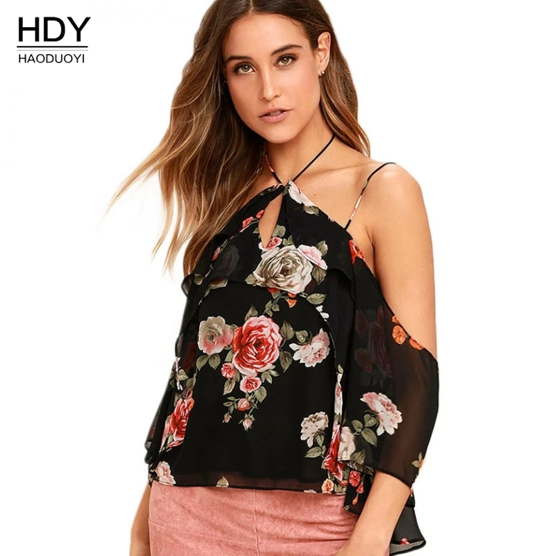 Haoduoyi Woman Bluse 2017 New Tropical Floral Print font b Shirt b font font b Women