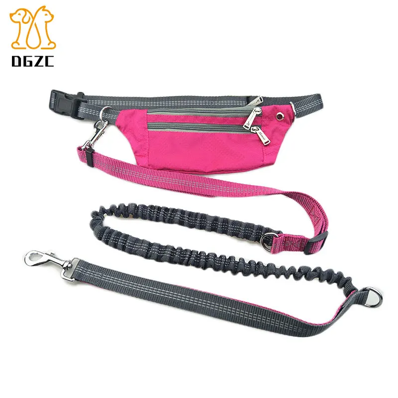 

Hands Free Dog Running Leash with Waist Pack Shock Absorbing Bungee Adjustable Belt Fits up to 45"