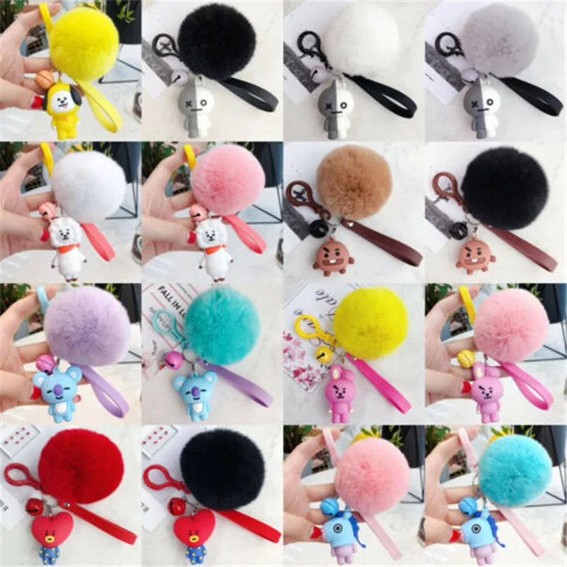 

2019 el más nuevo caliente lindo animales de dibujos animados de clave de la cadena de bola colgante de anillo de llave