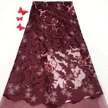 

2018 New Design African French Tulle Net Lace Fabric New Nigerian Lace Fabric For Wedding Dress Beaded Lace Fabric R54