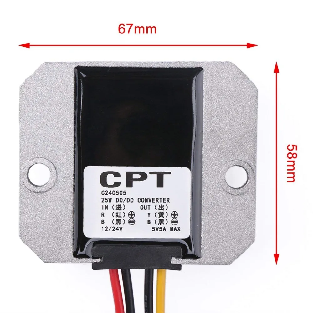 DC-DC преобразователя постоянного тока 12 V/24 V до 5 V 5A/25 Вт понижающий Напряжение трансформатор регулятор напряжения источник питания с инвертором модуль