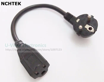 

NCHTEK USA 3Pin NEMA 1-15R Receptacle to 90 Degree Angled Standard 2Pin Europe CEE/7 Plug Adapter Cable/Free DHL Shipping/100PCS