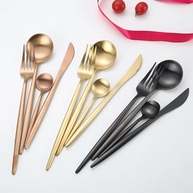 

Dinner Cutlery Set Knives Forks Spoons Western Kitchen Dinnerware Stainless Steel Home Party Tableware Set