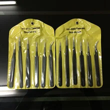 6 комплектов пинцетов 1,0 мм толщина антистатические пинцеты желтый ПВХ мешок обслуживания Пинцет Набор