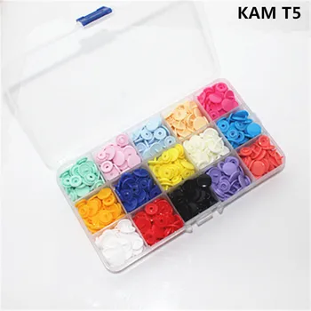 

MIX KAM 15 colors glossy snaps fastener resin snap buttons T5 caps 12 mm 150 sets plastic box packing separately