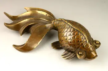 

Chinese Old Collectable Handwork Decoration Copper Lovely Goldfish Statue