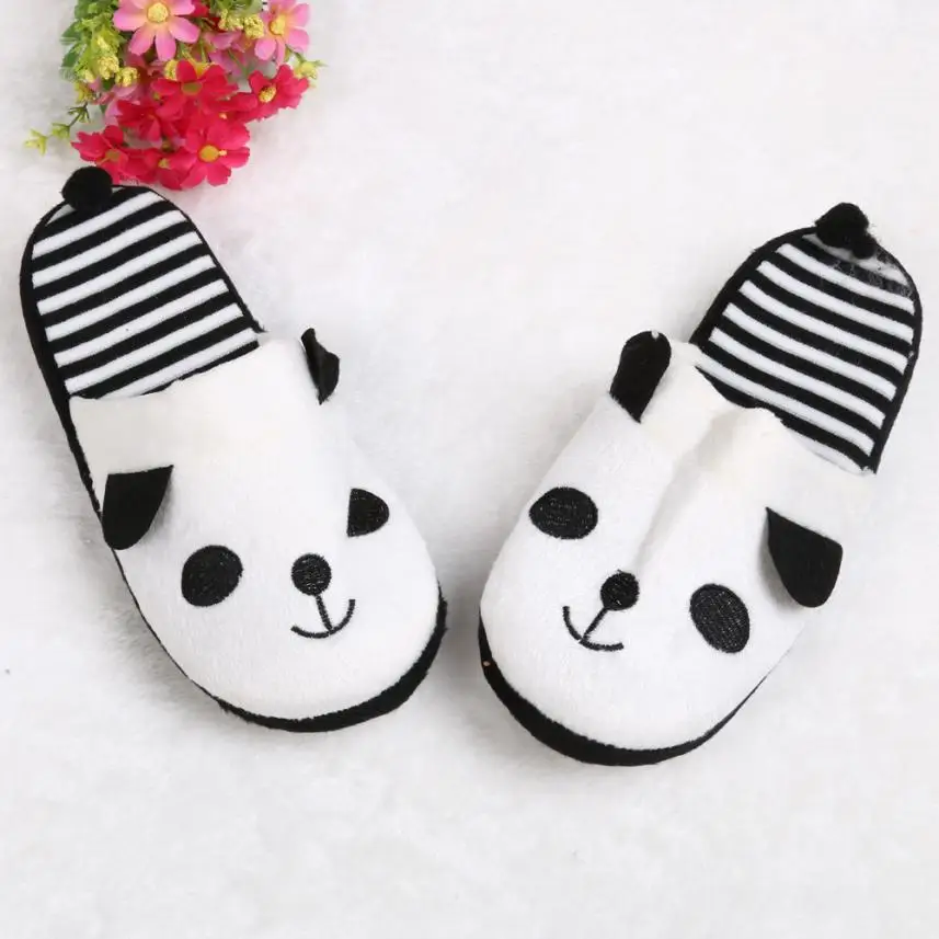 Тапочки с рисунком панды; женские мягкие плюшевые домашние тапочки; большие размеры; женские домашние тапочки; нескользящая женская обувь - Цвет: White