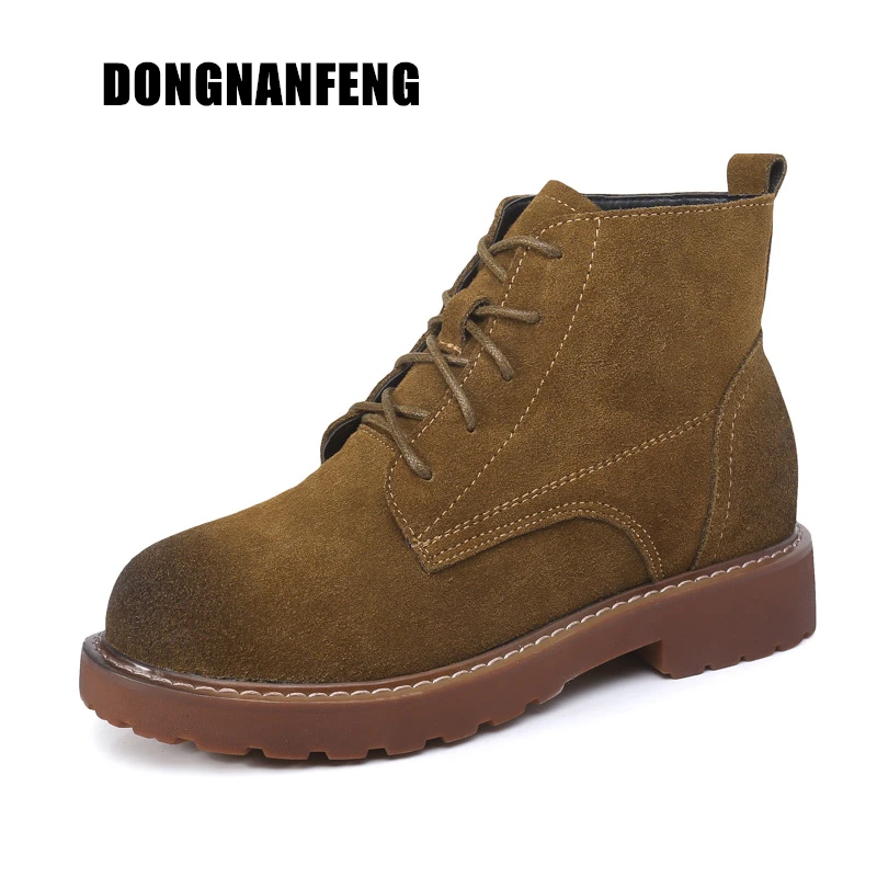 

DONGNANFENG Women Mother Ladies Female Winther Boots Shoes Fur Plush Warm Cow Suede Genuine Leather Pigskin Size 35-40 LCZ-818-2