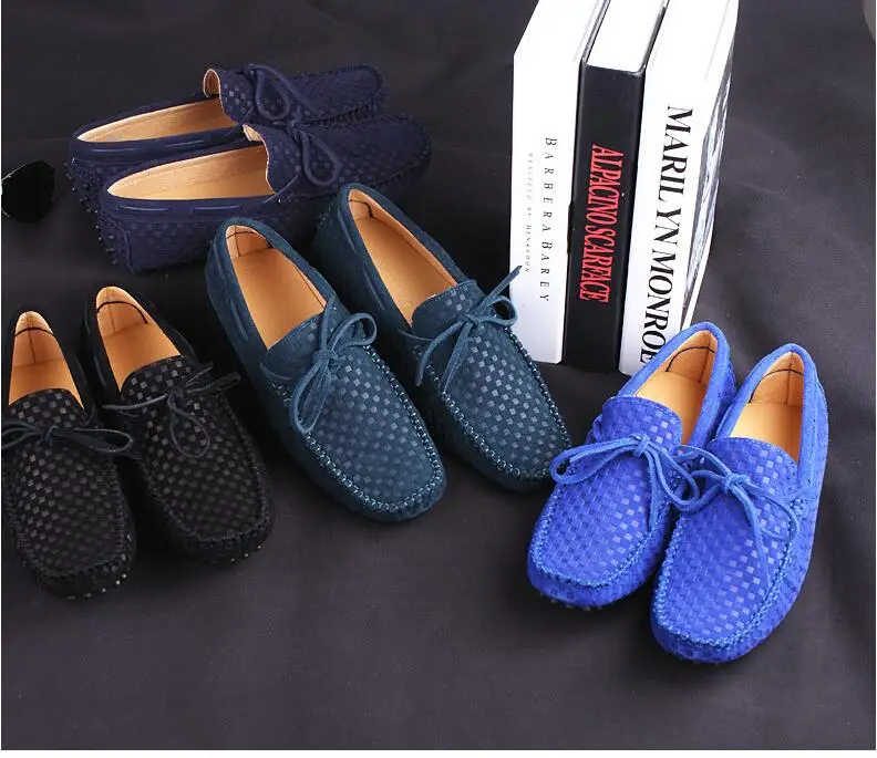 Men's Casual Suede Handmade Velvet Loafers Breathable Leather Driving Shoes Slip-on Boat Shoes Fashion Moccasins Men's Flat Shoe (1)