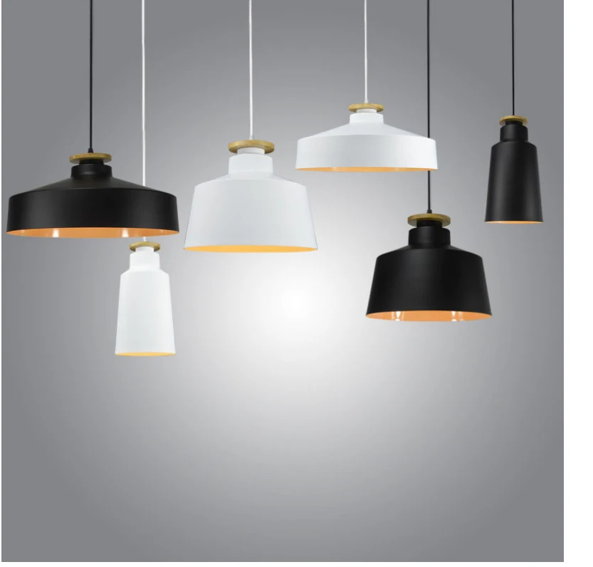 Wood and Aluminum Pendant Lamp White//Black Color Ceiling Chandelier New Modern