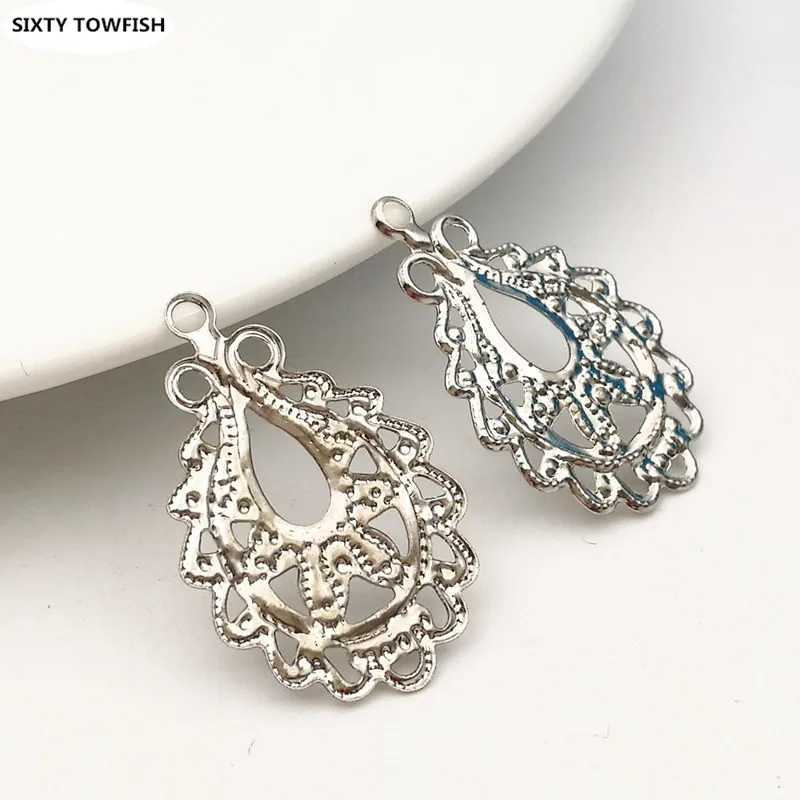 Металлические филигранные цветы 3 цвета 30 шт./лот 17*22 мм|jewelry findings|filigree flowermetal filigree |