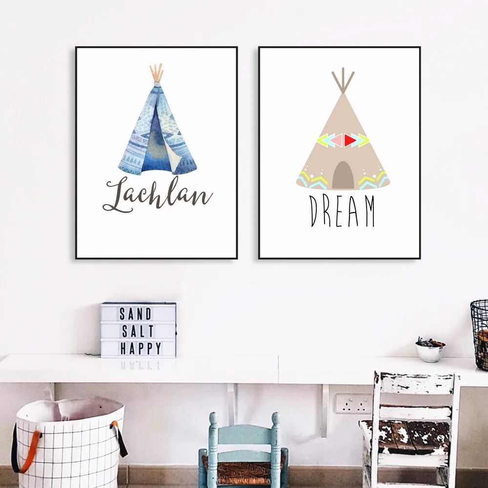 

Native Indian Teepee Nursery Canvas Art Print Painting Poster Wall Pictures For Kids Room Home Decorative Bedroom Decor No Frame