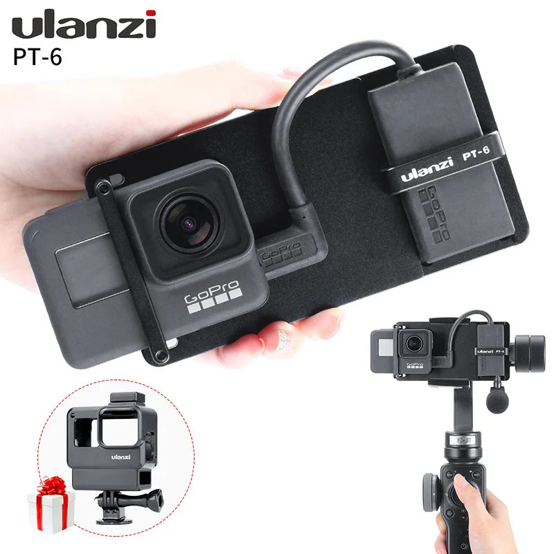

Ulanzi PT-6 Gopro Vlog Plate with Mic Adapter for 3 Axis Gimbal Moza Mini S Smooth 4 Vimble 2 Vlogging Metal Case for Gopro 7 6
