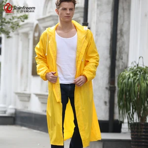 Rainfreem Men/Women Raincoat Impermeable Rain Jacket Plus Size S-6XL Yellow Poncho Camping Rainwear Hooded Rain Gear Clothes