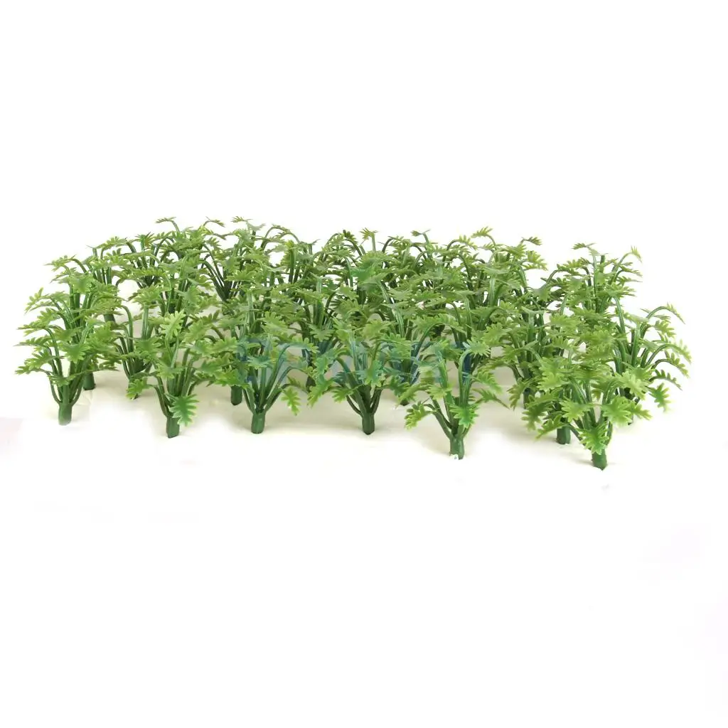 100Pcs Plastic Painted Green Ground Grass Tree Model DIY Landscape Railway Wargame Park Diorama Scenery 1/32-1/42