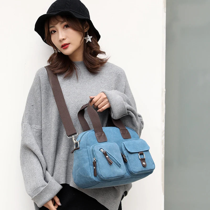 امرأة أعلى مقبض حمل حقيبة الإناث قماش حقائب كتف Crossbody حزمة torebki damskie حقائب سيدات Sac حقائب موهير